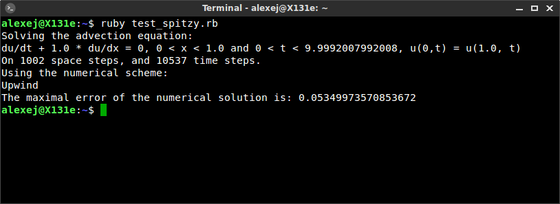 Advection equation example output