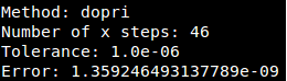 Dormand-Prince example output